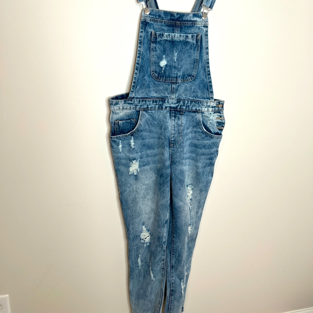NWT- Distressed Denim Overalls